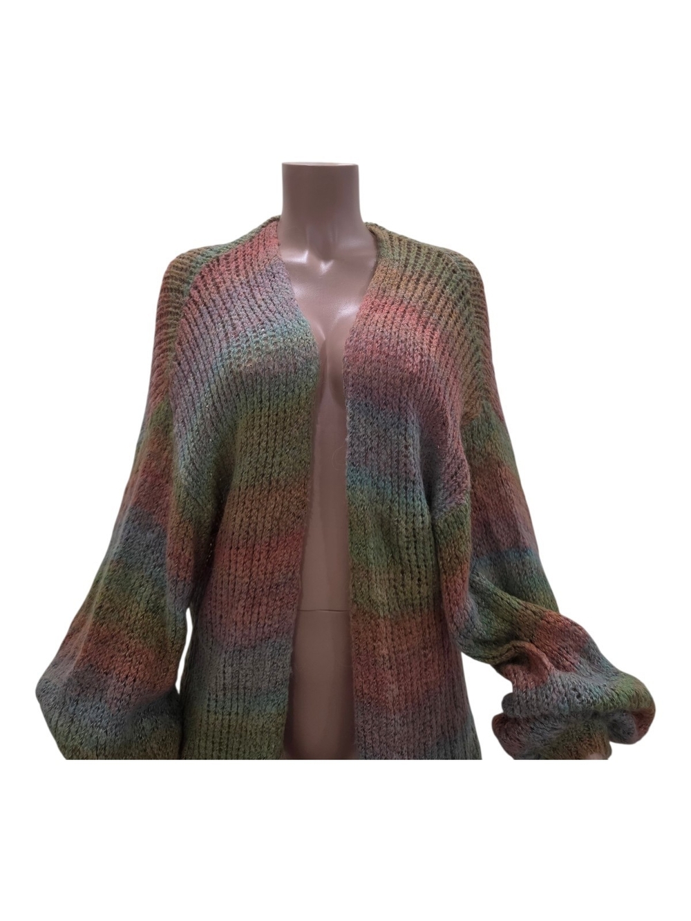 Urban Outfitters Rainbow Multicolor Oversized Open Knit Cardigan Sweater M